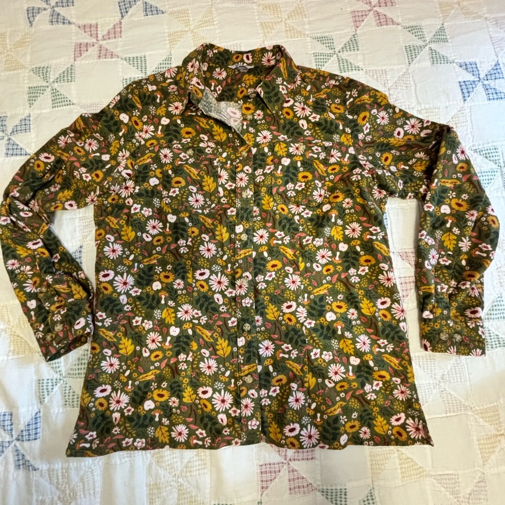 Duluth Trading Co Free Swingin Floral Flannel Button-Down Shirt